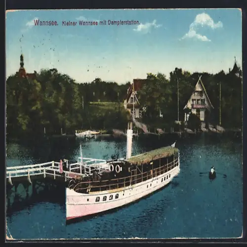 AK Berlin-Wannsee, Kleiner Wannsee mit Dampferstation