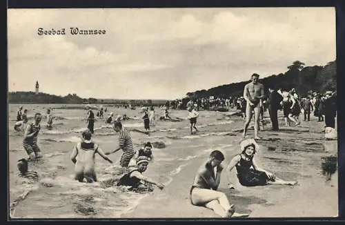 AK Berlin-Wannsee, Badegäste am Strand