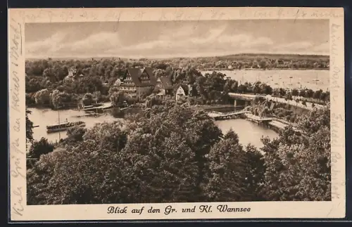 AK Berlin-Wannsee, Blick auf den Gr. und Kl. Wannsee