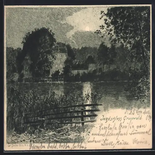 Künstler-AK Carl Jander: Berlin-Grunewald, Jagdschloss Grunewald