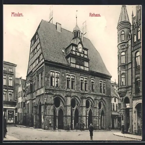 AK Minden / Weser, Partie am Rathaus