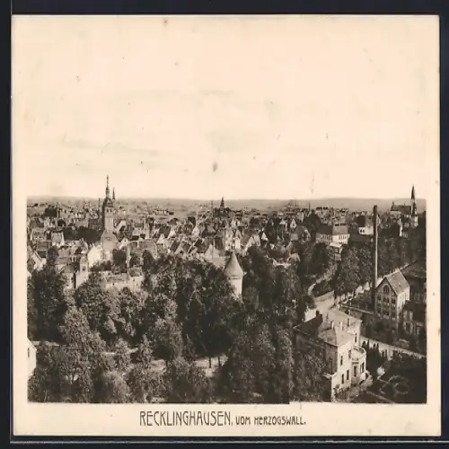 AK Recklinghausen, Ortsansicht vom Herzogswall