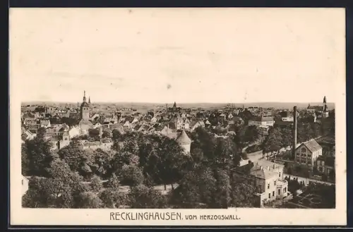 AK Recklinghausen, Ortsansicht vom Herzogswall