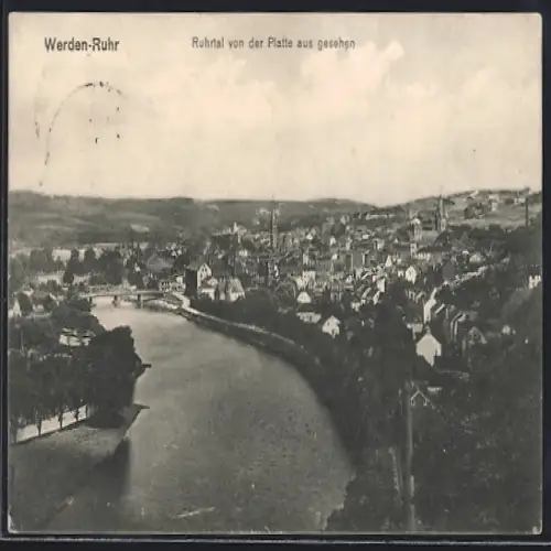 AK Werden-Ruhr, Rurhtal von der Platte aus gesehen