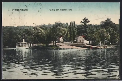 AK Berlin-Wannsee, Partie am Restaurant auf der Pfaueninsel