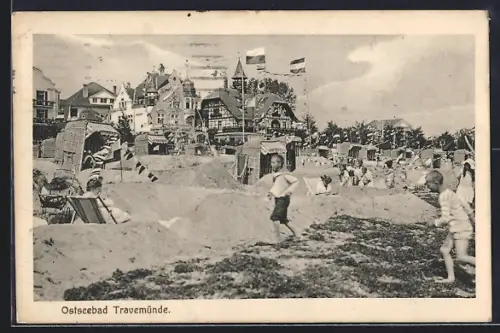 AK Travemünde, Strandleben mit Uferpromenade