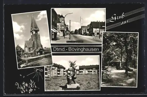 AK Dortmund-Bövinghausen, Ortspartien Stemmkeweg, Provinzstrasse und Volkspark