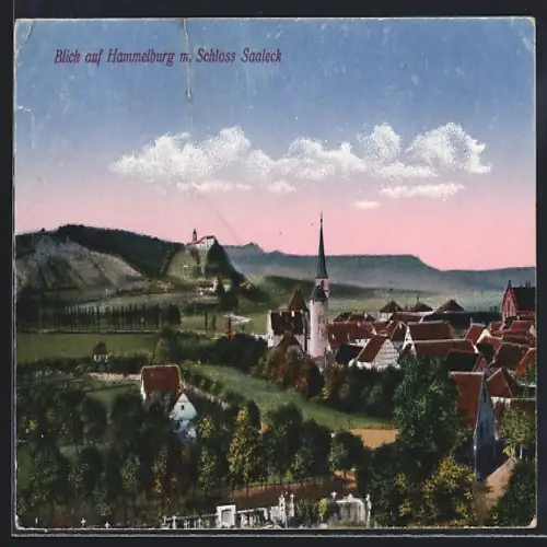 AK Hammelburg, Ortsansicht mit Schloss Saaleck