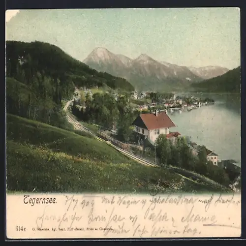 AK Tegernsee, Gesamtansicht mit Villen und Tegernsee