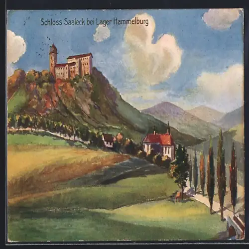 Künstler-AK Lager Hammelburg, Schloss Saaleck