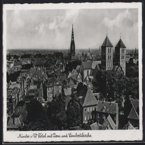 AK Münster i. W., Teilansicht mit Dom und Lambertikirche