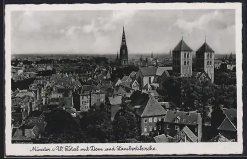 AK Münster i. W., Teilansicht mit Dom und Lambertikirche