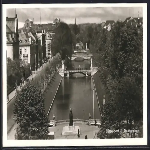 AK Düsseldorf, Flusspartie am Stadtgraben