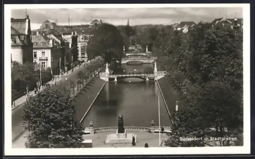 AK Düsseldorf, Flusspartie am Stadtgraben