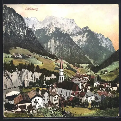AK Schellenberg / Obb., Ortspartie im Gebirge