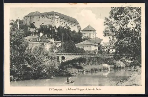 AK Tübingen, Flusspartie an der Hohentübingen-Alleebrücke
