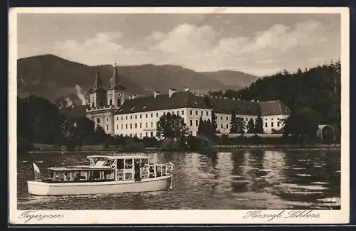 AK Tegernsee, Herzogl. Schloss mit Seeufer