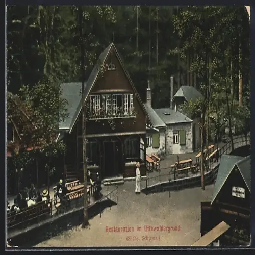 AK Uttewaldergrund /Sächs. Schweiz, Gasthaus im Wald