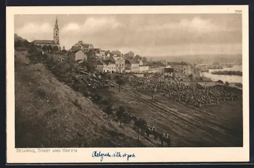 AK Belgrad, Stadtansicht von einem Berghang aus