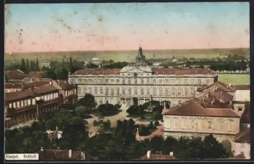 AK Rastatt, Schloss mit Bäumen