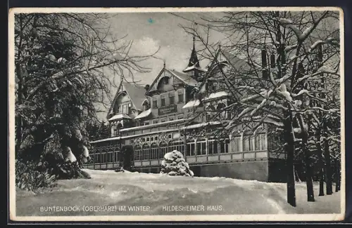 AK Buntenbock /Oberharz, Hildesheimer Haus im Schnee