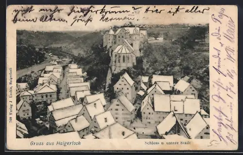 AK Haigerloch, das Schloss und die untere Stadt