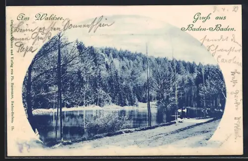 AK Baden-Baden, Am Waldsee im Winter