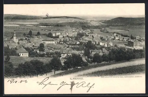 AK Ilmenau / Thüringen, Teilansicht mit Bäumen