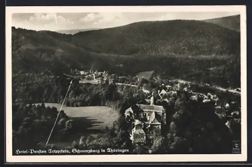 AK Schwarzburg in Thüringen, Teilansicht mit Hotel-Pension Trippstein