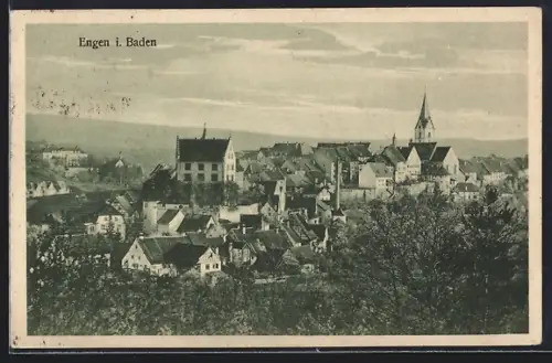 AK Engen i. Baden, Teilansicht mit Kirche