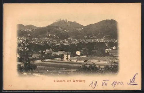 AK Eisenach, Teilansicht mit Wartburg