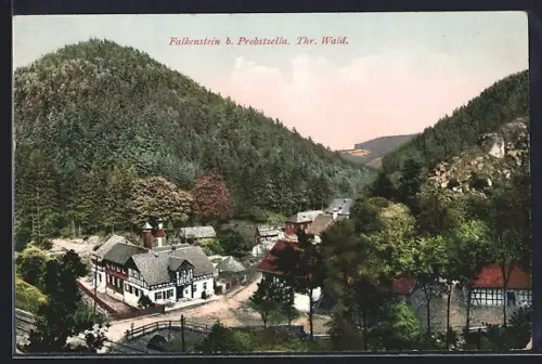 AK Falkenstein b. Probstzella, Ortspartie mit Strasse