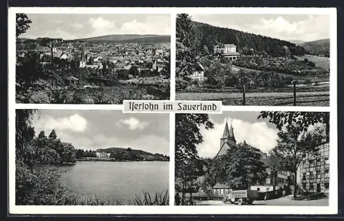 AK Iserlohn im Sauerland, Kirche, Uferpartie, Ortspartie