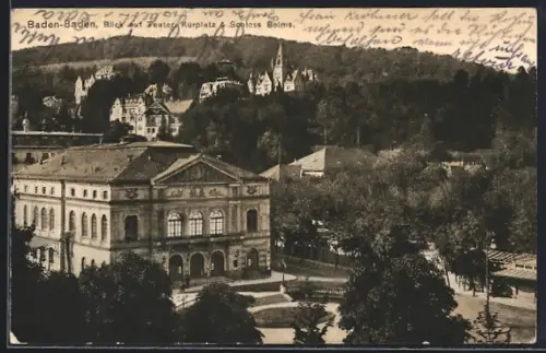AK Baden-Baden, Blick auf Theater-Kurplatz & Schloss Solms