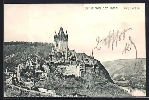 AK Cochem, Blick auf Burg Cochem