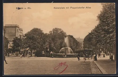 AK Bonn, Kaiserplatz mit Poppelsdorfer Allee, Kutsche