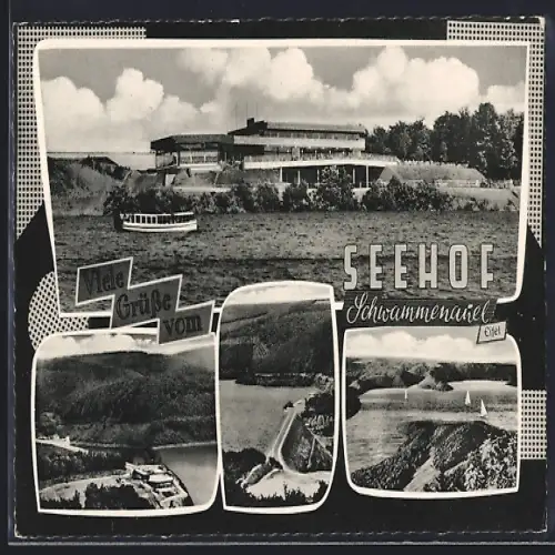 AK Schwammenauel /Eifel, Hotel Seehof, Ortspartie, Panorama