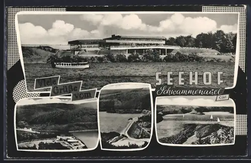 AK Schwammenauel /Eifel, Hotel Seehof, Ortspartie, Panorama