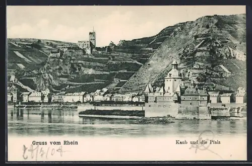 AK Kaub /Rhein, Teilansicht und die Pfalz