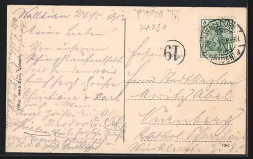 AK Walldürn, Totalansicht mit Kirche