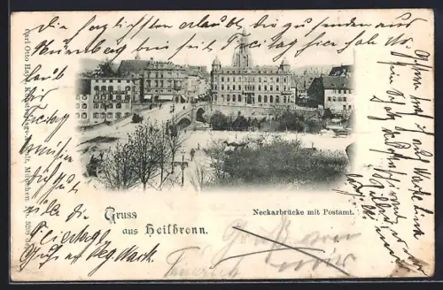 AK Heilbronn, Neckarbrücke mit Postamt
