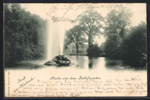 AK Karlsruhe, Partie aus dem Schlossgarten