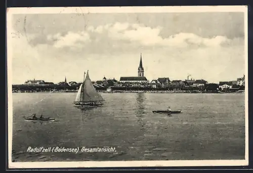AK Radolfzell /Bodensee, Gesamtansicht mit Kirche