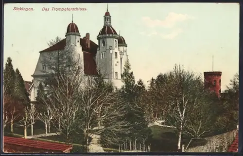 AK Säckingen, Blick zum Trompeterschloss