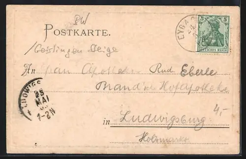 AK Eybach, Teilansicht, Teilansicht mit Kirche