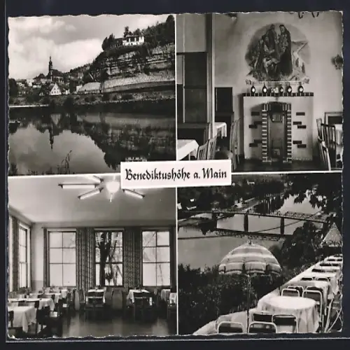 AK Retzbach, Gasthaus Benediktushöhe mit Gasträumen, Panoramaansicht
