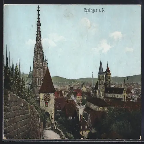 AK Esslingen / Neckar, Teilansicht mit Kirchen