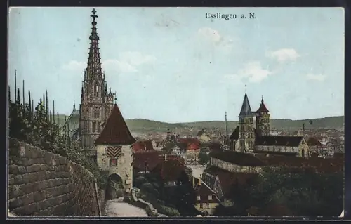 AK Esslingen / Neckar, Teilansicht mit Kirchen