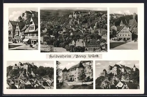 AK Heidenheim / Brenz, Schloss, Strasse mit Geschäften