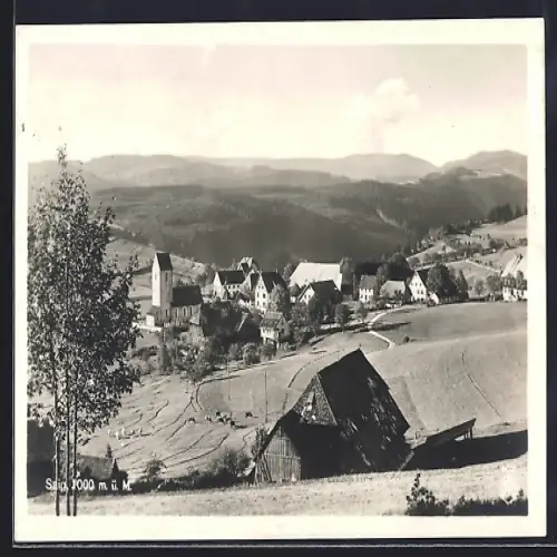 AK Saig, Ortsansicht mit Gasthaus Ochsen, Inh. V. Porter